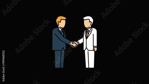 Two businessmen in suits shaking hands