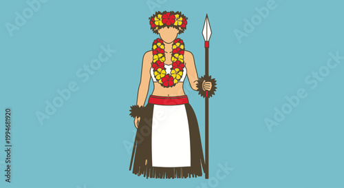 A powerful figure unleashes Kamehameha on a sunny day in a traditional Hawaiian setting.