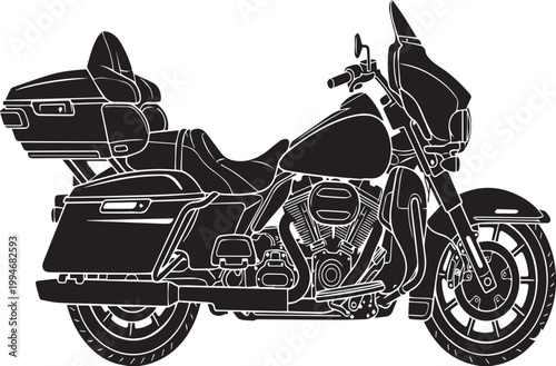 Full Dress Bagger and Touring Motorcycle Silhouettes with Trunk