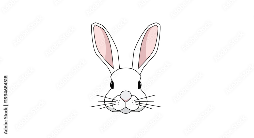 Obraz premium Minimalist illustration of a white rabbit head on a plain white background.