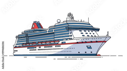 A large cruise ship sailing on the ocean