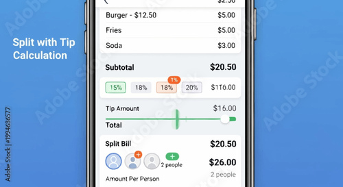 Mobile phone screen displaying restaurant bill.