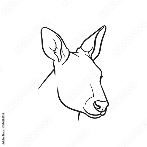 Kangroo head outline vector flat illustration design