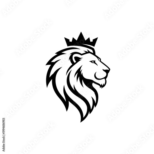 Black lion head with crown.