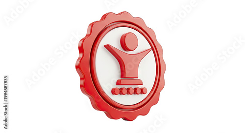 Red Seal of Achievement with Human Figure Icon