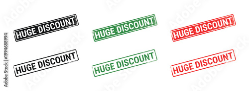 Fotografie huge discount rubber stamp text design with grunge texture black green red recta