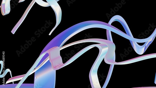 Abstract Colorful Ribbons on Black Background Ribbons Colorful Pastel Flowing Design Art Digital. Concept featuring ribbons, colorful, pastel, flowing, design for professional commercial design.