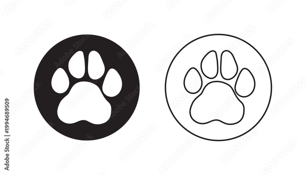 Fototapeta premium Different animal paw print vector illustrations 