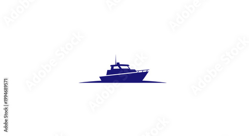 Dark blue boat on the water.