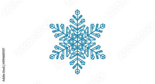 Detailed Blue Snowflake Ice Crystal.