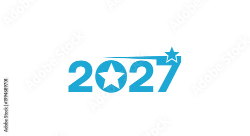 Futuristic Year Number with Stars Design.