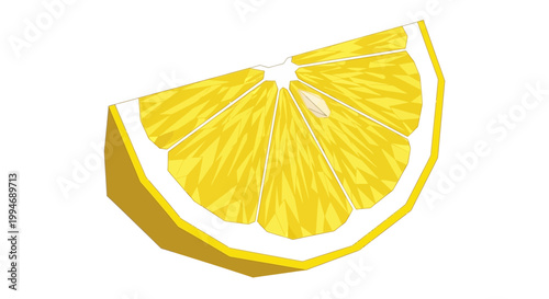 Fresh Lemon Fruit Wedge Slice Closeup.