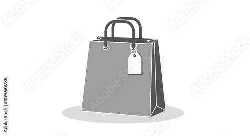 Gray Handbag with Tag Attached Closeup.