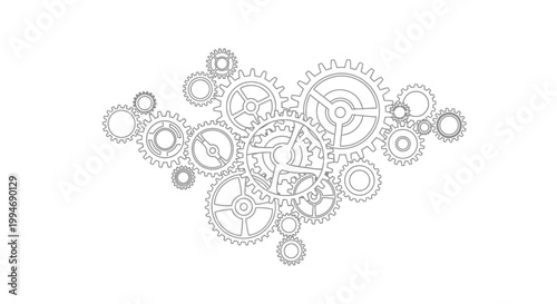Interlocking outline gears and cogs working together as mechanism
