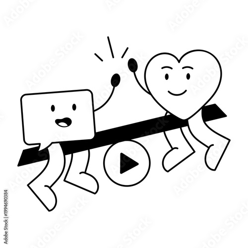 A glyph style icon showing social interaction