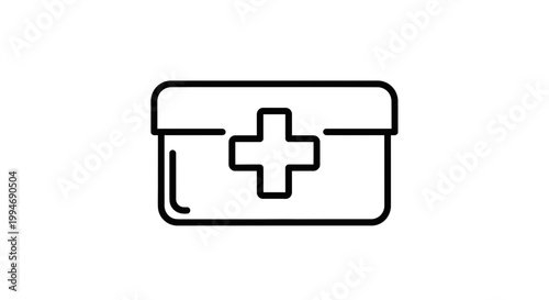 First Aid Kit Icon, Medical Emergency Box, Health Care Symbol, Cross Sign