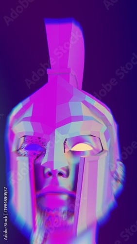 Abstract Polygonal Warrior Head Polygonal Warrior Head 3D Art Futuristic Colorful Geometric. Concept featuring polygonal, warrior, head, 3d art, futuristic for professional commercial design.