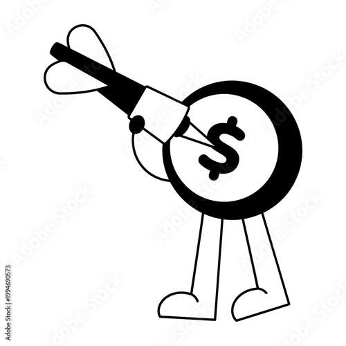 A glyph style icon showing financial target