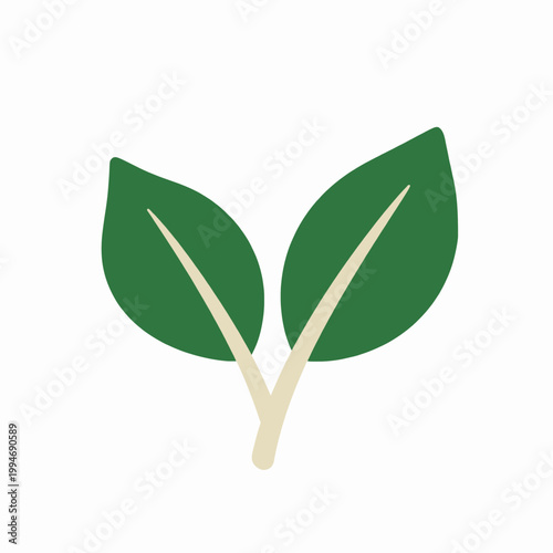 Non-toxic natural beauty icon: Simple flat vector graphic illustration of stylized leaves and sprouts, representing clean, eco-friendly, and sustainable products.