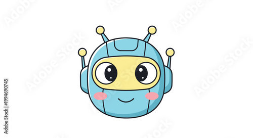 Cute Robot Face with Antennae.