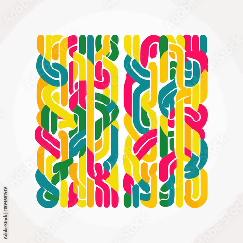 Abstract Colorful Intertwined Geometric Shapes Design