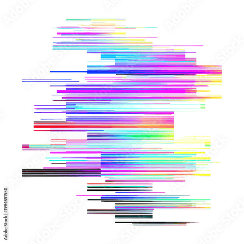 Abstract Colorful Glitch Lines Art Isolated