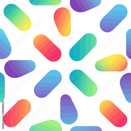 Abstract Colorful Rounded Shapes Pattern on White Background