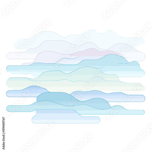 Abstract Layered Clouds Over White Background