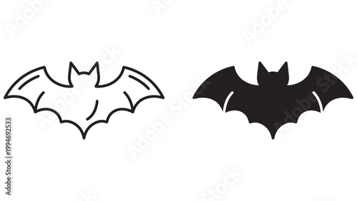 Bat icon. Halloween symbol. Scary vampire vector graphic. Bat animal silhouette. Dark night indicator. Horror pictogram. Evil bat clip art.