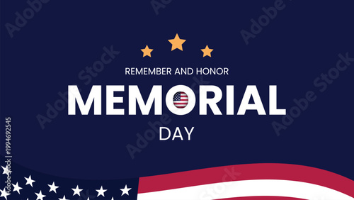 Memorial Day Remember and Honor Banner with Flag Border