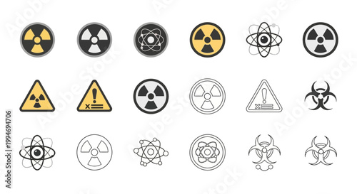 Radioactive warning signs and symbols.