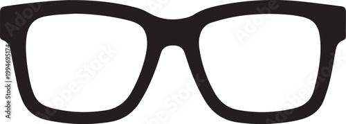 A minimalist silhouette of bold rectangular glasses, exuding sleek sophistication and understated cool, is isolated glasses silhouette.