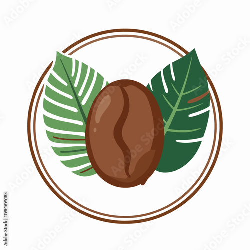 Artisanal coffee brand emblem vector design featuring Sumatra coffee beans and leaves, vintage roaster logo illustration, premium gourmet branding badge