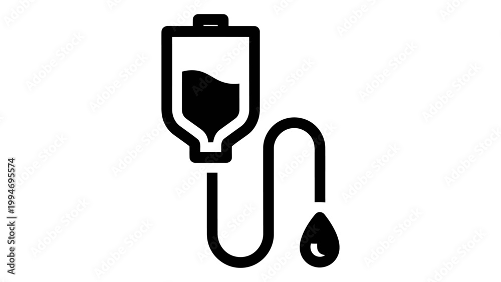Fototapeta premium Iv drip bag icon, medical infusion therapy symbol, vector illustration isolated on white background