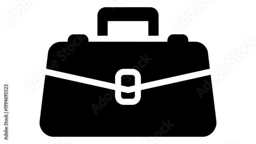 Briefcase icon, business bag symbol, work portfolio case glyph, isolated on white background