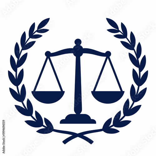 Minimalist Scales of Justice Law Emblem Icon, Vector Design for Judiciary, Legal Service, and Court Branding Concepts