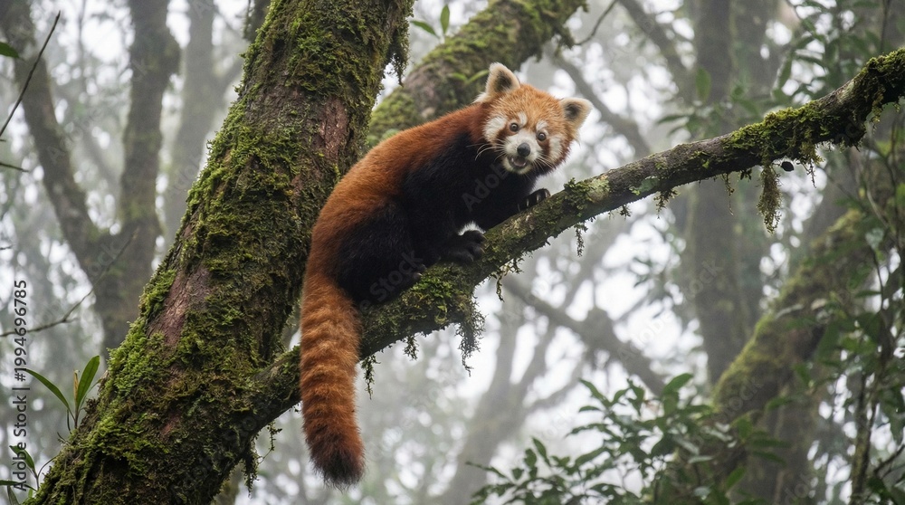 Fototapeta premium Red panda on a tree