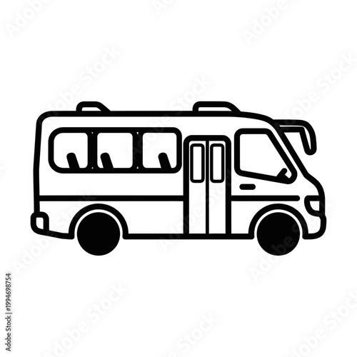 Black line drawing of a minibus.
