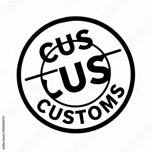 Customs stamp illustration for international travel and immigration control documentation, official vector graphic design