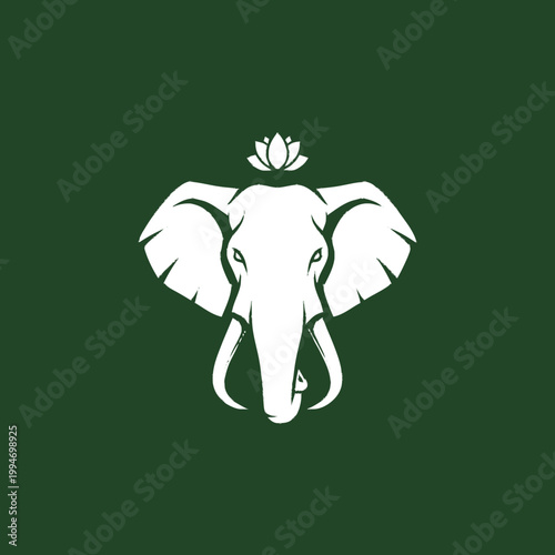 White elephant head with lotus.