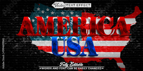  Patriotic America USA Freedom Typography Vector Fully Editable Smart Object Text Effect