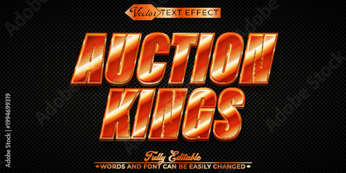  Vintage Auction Kings Antique Typography Vector Fully Editable Smart Object Text Effect