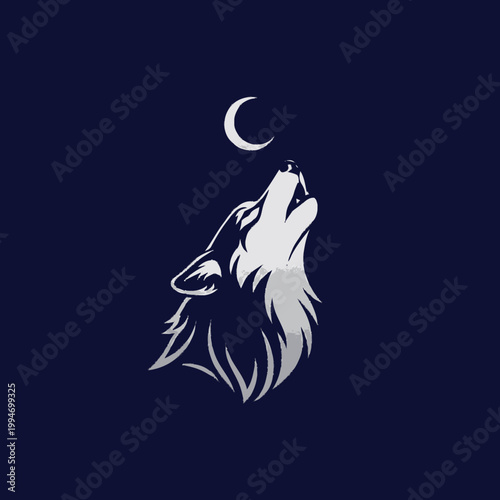 Wolf howling at the moon alone.