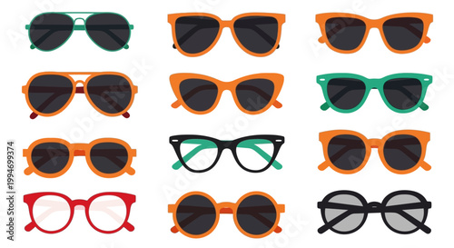 Colorful Sunglasses in Various Styles.