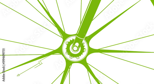 Minimalist green gear and radiating lines illustration