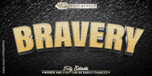  Courageous Bravey Heroic Strength Typography Vector Fully Editable Smart Object Text Effect