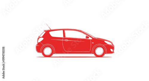 Red Car Side View Illustration.