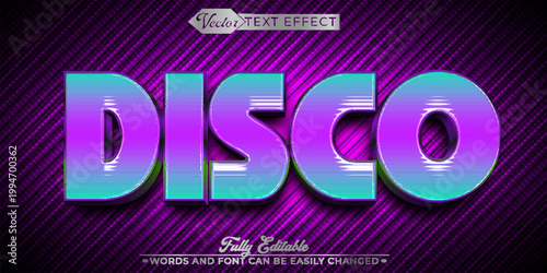  Retro Disco Party Dance Typography Vector Fully Editable Smart Object Text Effect