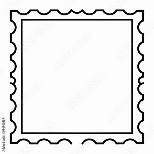 Vintage Postage Stamp Border Frame for Label Design, Perforated Ticket Graphic Illustration, Blank Vector Element