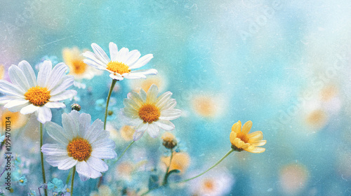 Schilderij op canvas Soft blurred vintage background with Y2K flowers